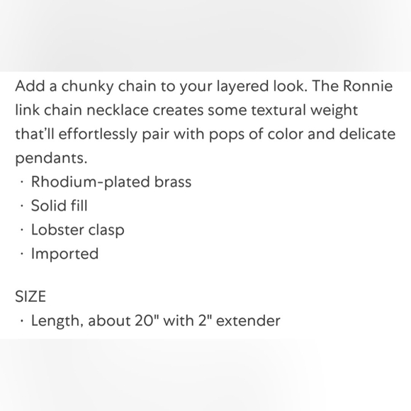 Kendra Scott Ronnie Link Chain Rhodium Plated Brass NWT. - Picture 4 of 9